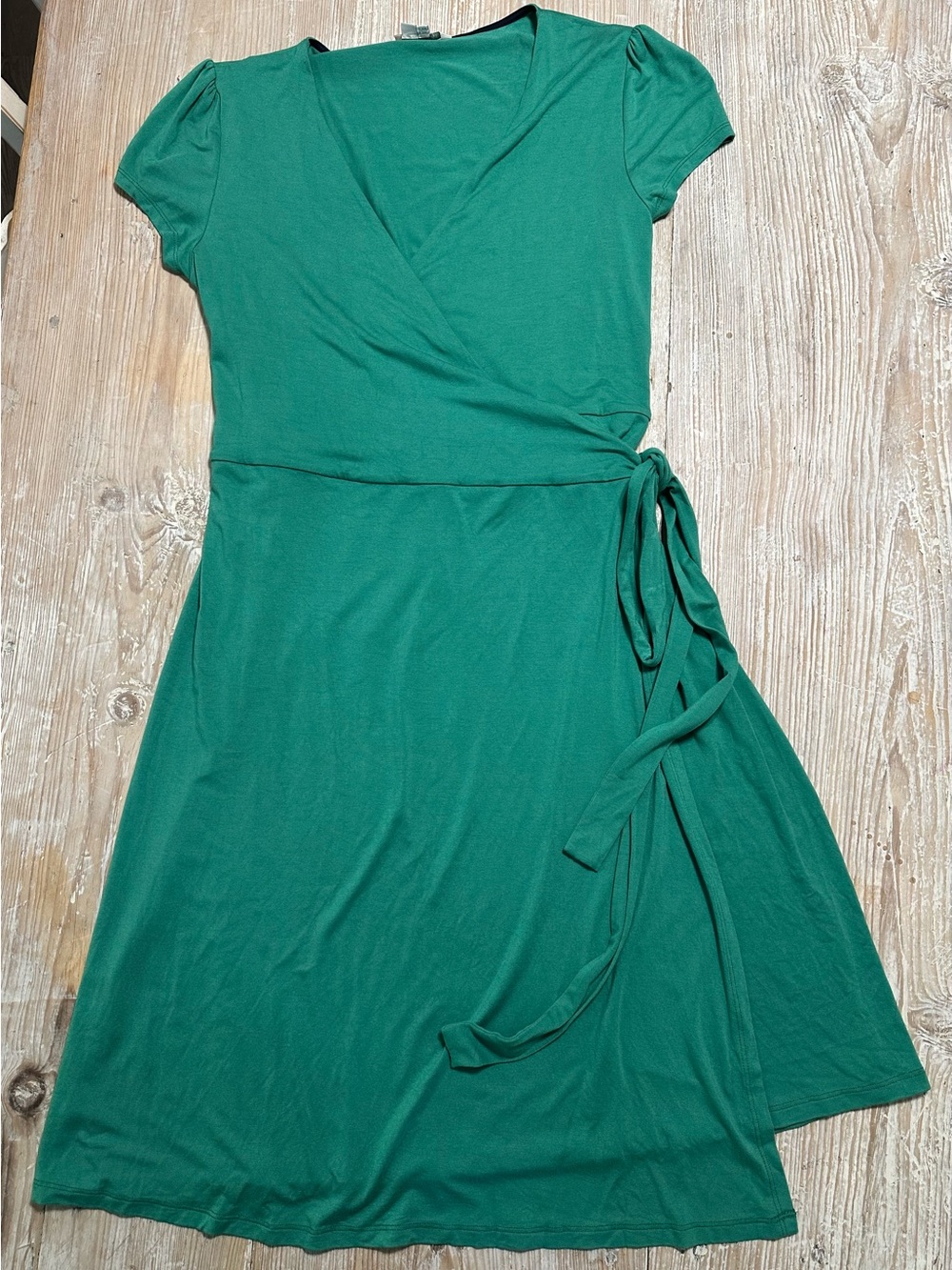 Boden Spring Green V-Neck Wrap Knee Length Dress Sz 12L - Picture 3 of 10
